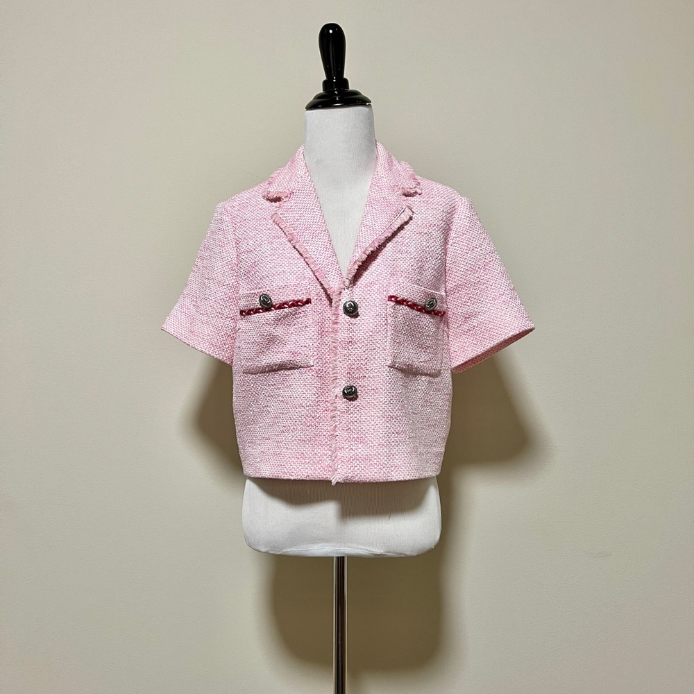 Maje Cropped fine tweed jacket